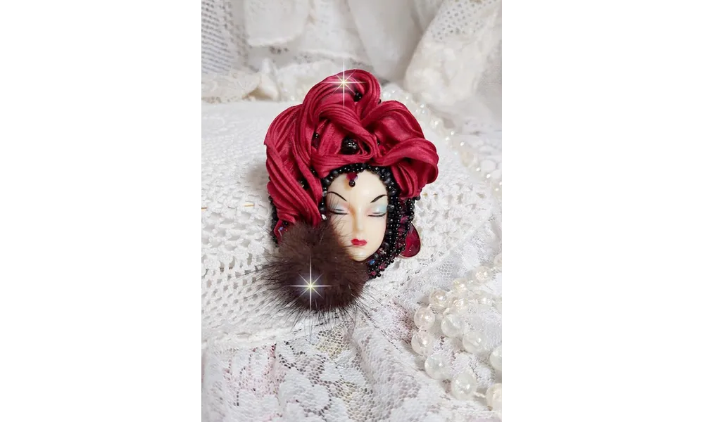 Broche Rouge et Noir