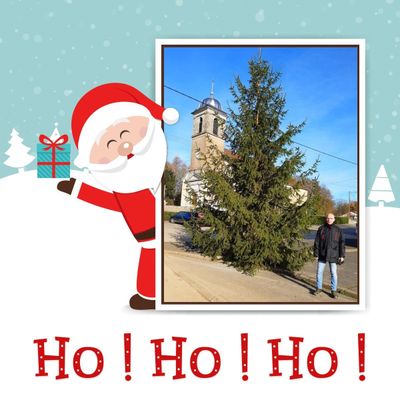 Décoration du sapin sur la place du village de Roset-Fluans