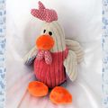 Doudou Peluche Coq Rouge Beige Orange Velours Côtelé CA Crédit Agricole