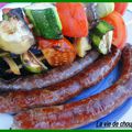 SAUCISSES MERGUEZ ET BROCHETTES DE LEGUMES