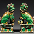 Paire de statues en biscuit et glaçures plombifères trois couleurs, dites sancai, Chine, dynastie Qing, période Kangxi (1662-172