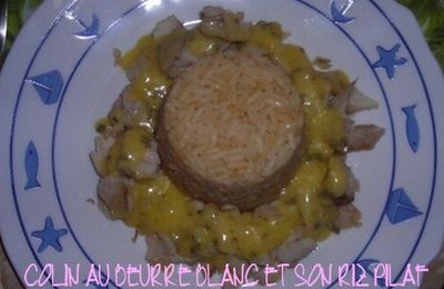 Miettes de poisson au beurre blanc et riz pilaf