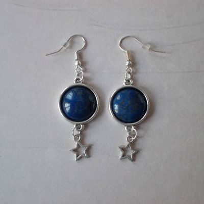 Boucles d'oreilles lapis lazuli-étoile