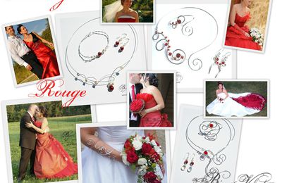 Mariage en rouge, bijoux de mariée en rouge, collier mariage perles rouges bordeaux