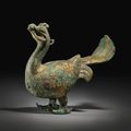An extremely rare gilt-bronze figure of a phoenix, Han dynasty (206 BC - 220 AD)