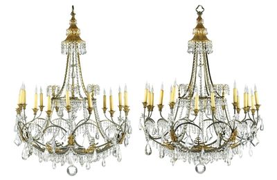 Paire de lustres à dix-huit lumières, Allemagne ou Europe du Nord, fin du XVIIIe siècle, vers 1790