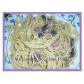 spaguetti jambon,champignon et petits pois