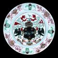 A Chinese porcelain large armorial dish. Kangxi-Yongzheng, Circa 1720-30