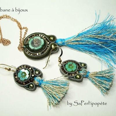 Pendentif et boucles d'oreilles en soutache