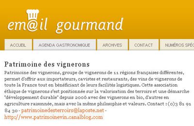 Brève sur l'email gourmand, hebdomadaire numérique d’informations gastronomiques et touristiques 