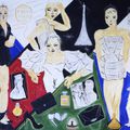 "PARIS" Art construit, huile et perles sur toile 162x130