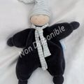 Doudou Lutin Poupée Bonhomme Bleu Marine Bonnet Rayures Grelot Corolle