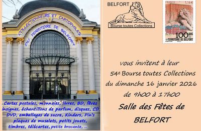 Annonce de la 54e Bourse toutes collections, le 18 janvier 2026 à Belfort