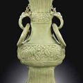 A Longquan celadon baluster vase, Yuan dynasty (1279-1368)