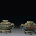 A pair of bronze ritual food vessels and covers, gui, Late Western Zhou dynasty-Early Spring and Autumn period, 8th-7th c. BC