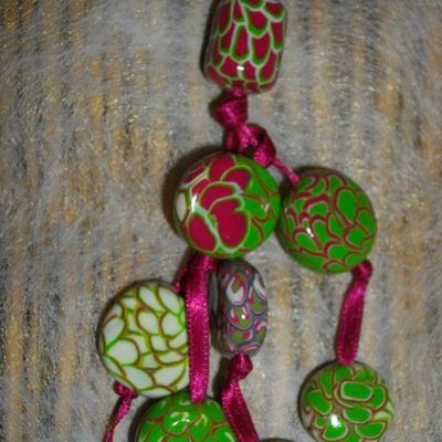 PorteClefs/Grigri  Vert et Fushia