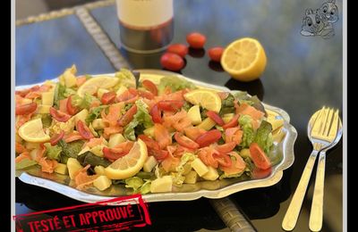 #Nos salades en font tout un plat# Salade au saumon fumé.