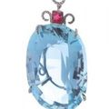 Pendentif, bague Chaumet, collier, pendants d'oreilles d'aigue marines