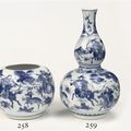 Three Chinese Transitional blue and white porcelains. Circa 1645 & Mid 17th Century