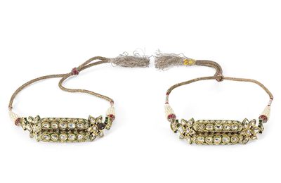 A pair of diamond-set enamelled gold bazubands, North India, 19th-20th Century