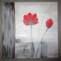 Tableau moderne gris et rouge