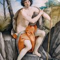 Attribué à Giovanna Garzoni (1600 - 1670), Saint Jean-Baptiste dans un paysage