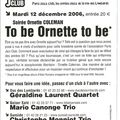 To be Ornette to be le mardi 12 décembre