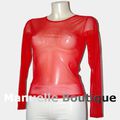 TOP VOILE RESILLE ROUGE SEXY FEMME Taille Unique