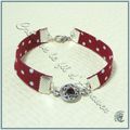 Bracelet sur biais rouge et blanc