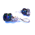 Boucles d'oreilles vintage argent 925, perles en verre tambours bleues