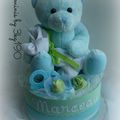 Mini gâteau de couches #anis turquoise #ourson#garçon #cadeau de naissance