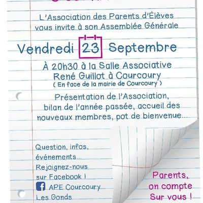 C'est la rentrée ! On file à l'AG de l'APE ! 