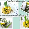 Omelette d'asperges sauvages avec des herbes aromatiques et de la poudre de graviola corossol
