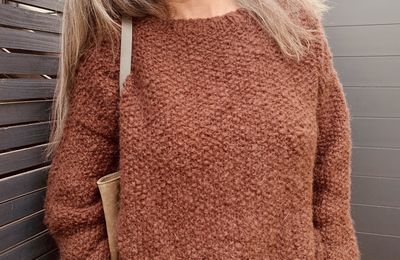 Pull Mohair chocolat au Point de Riz 