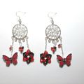 Boucles d'oreille en rouge et noir