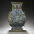 A cloisonné enamel vase, fanghu. Ming dynasty, 17th century