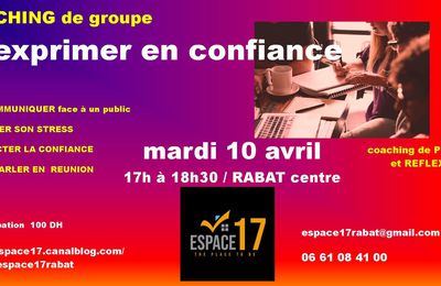 "s'exprimer en confiance", coaching de groupe à Rabat