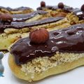 Eclairs au chocolat, streusel noisette