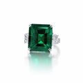 A 13.82 carats Colombian emerald and diamond ring
