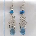 Boucles D'Oreilles Candela Verre Murano Bleu Argent D'Alpaca Artisanat Du Pérou