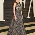 Hailee Steinfeld wore Andrew Gn PreFall 2015 ikat-inspired embroidered gown at the Vanity Fair Oscar party