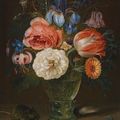 Clara Peeters (Antwerp 1584 – 1657), A still life of flowers in a roemer with a field mouse and an ear of wheat