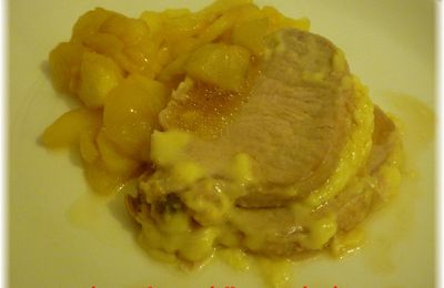 Rôti de porc au gouda façon orloff et sa poêlée de pommes