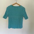 Pull torsadé turquoise