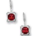 A pair of cushion-shaped spinel and diamond earrings