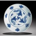 Assiette bleu et blanc - Dynastie Ming, XVIE siècle