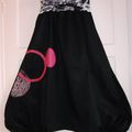 42/44 sarouel long noir printemps femme ronds pois fushia