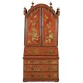 A red and gilt lacquered chinoiserie bureau cabinet, possibly Southern Italian or Iberian, circa 1730