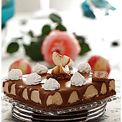 Cheesecake speculoos pêches extra, facile à faire et sans cuisson...!