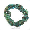 BRACELET TURQUOISE 4 CHIPS T.18 cm - 3 Rangs Tressés SUR CORDELASTIC 